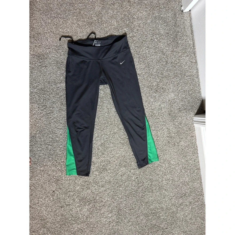 Nike Dri-FIT Womens Running Leggings Zipper Pocket Crop Tights Sz S *Flawed*